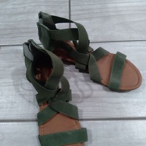 Dark green strappy sandals